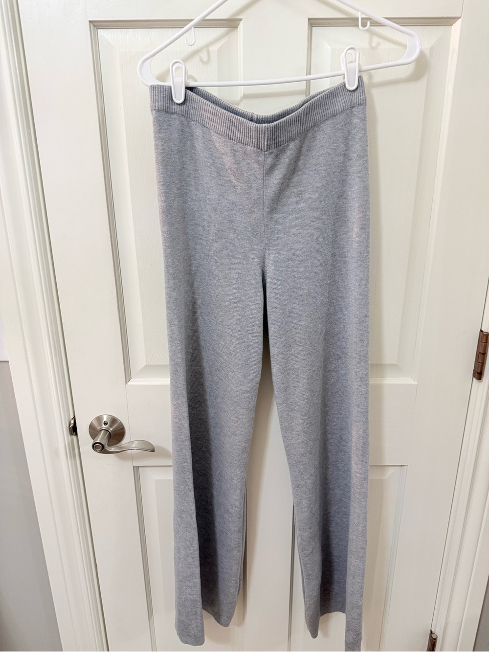H&M Light Gray Ribbed Knit Flare Pants